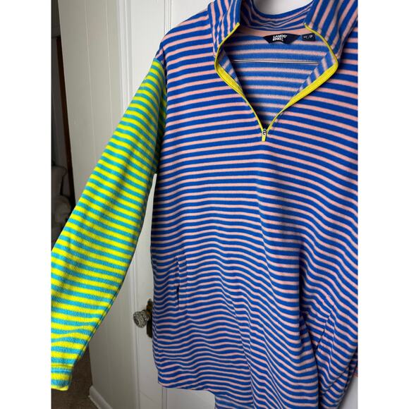 Lands' End Fleece Quarter Zip Colorful Striped Women's Long Sleeve Dress XLP - Picture 8 of 10